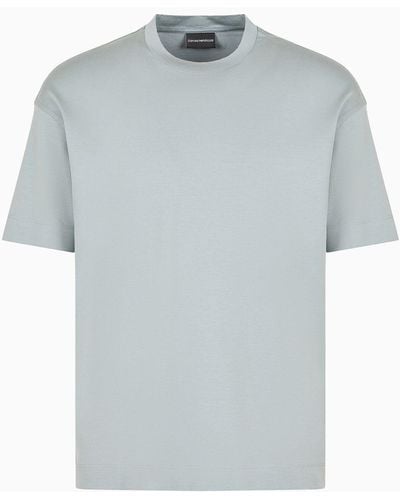 Emporio Armani Loose-fit T-shirt In An Asv Lyocell-blend Jersey - Grey