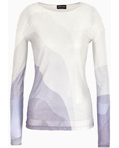 Giorgio Armani Printed Silk Interlock Crew-neck Sweater - White