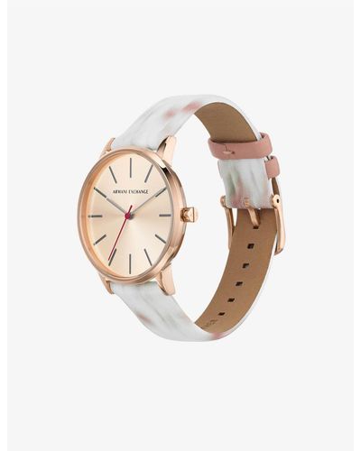 Armani Exchange Leather Strap Watches - White