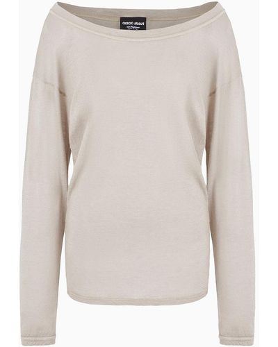 Giorgio Armani Cashmere Jersey Long-sleeved Sweater - White