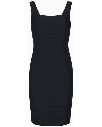 Emporio Armani Beachwear Sheath Dress In Textured Lycra - Black