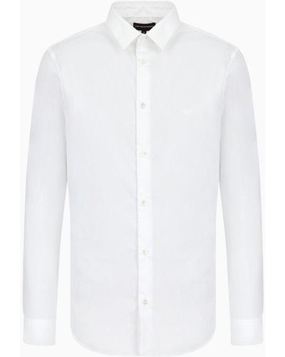 Emporio Armani Camicia In Misto Nylon Stretch - Bianco