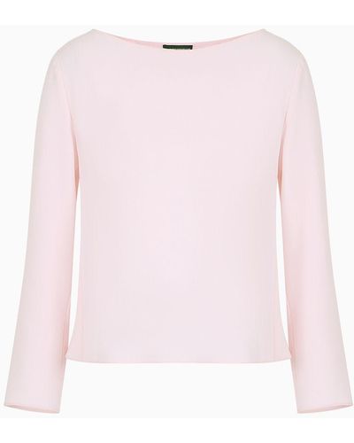 Emporio Armani Technical Cady Blouse With Ruffle - Pink