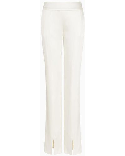Giorgio Armani Double Silk-satin Pants - White