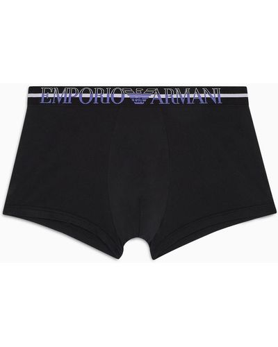 Emporio Armani Boxer En Microfibre À Taille Logotypée Multicolore - Noir