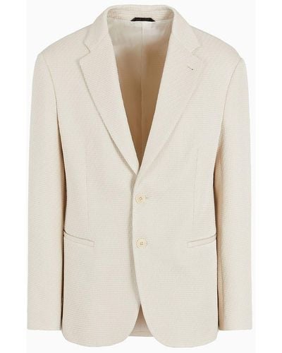 Giorgio Armani Single-breasted Jacket In A Quilted Silk Blend - White