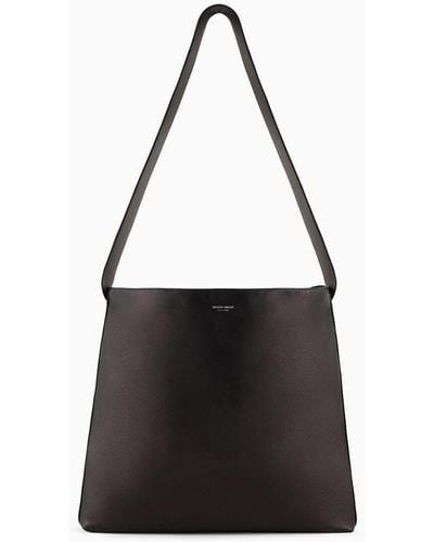 Giorgio Armani Oversized Nappa-leather Shoulder Strap - Black