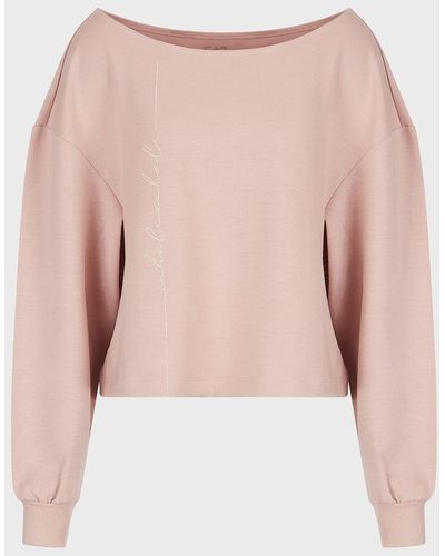 Emporio Armani 7 Senses Oversized Sweatshirt With Embroidery - Pink