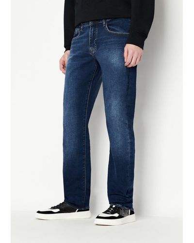 Armani Exchange Armani Exchange - J13 Slim Fit Fleece Denim Jeans - Blue