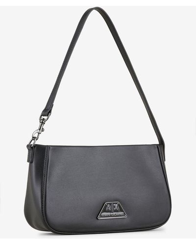 Armani Exchange All Over Logo Shoulder Tote Bag - Black