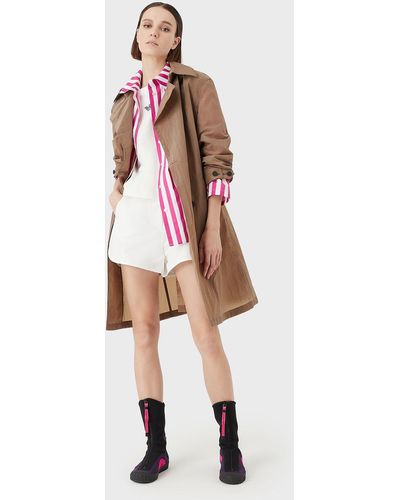 Emporio Armani Sustainable Collection Recycled-nylon Crêpe Trench Coat - Brown