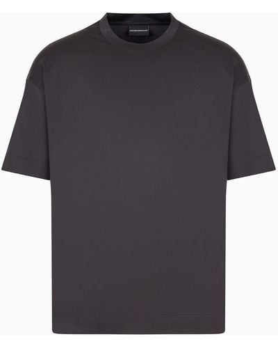 Emporio Armani Loose-fit T-shirt In An Asv Lyocell-blend Jersey - Blue