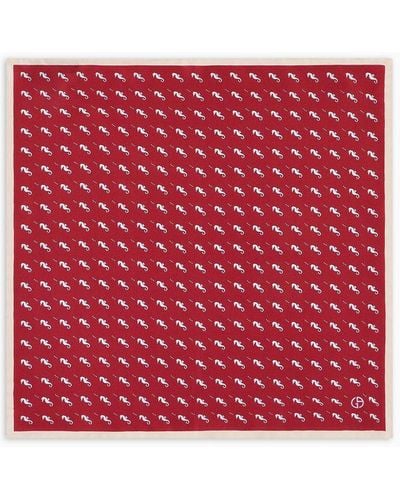 Giorgio Armani Asv Printed Silk Pocket Square - Red