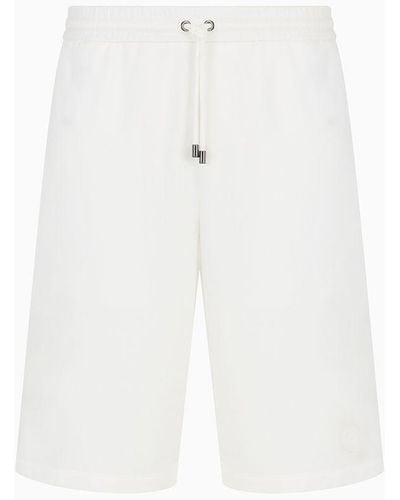 Giorgio Armani Asv Cotton-blend Jersey-fleece Bermuda Shorts - White