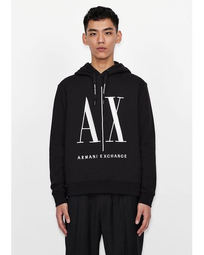 Armani Exchange Icon Logo Hooded Sweatshirt - Black