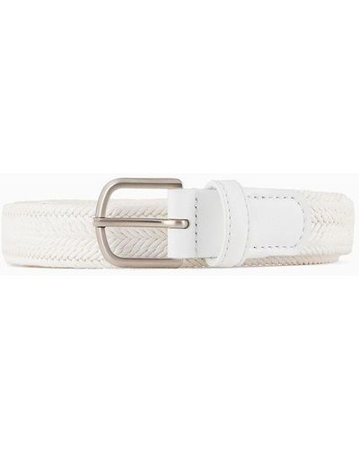 Giorgio Armani Braided Cotton Belt With Pin Buckle - White