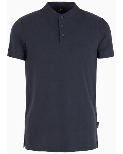 Armani Exchange Slim Fit Polo Shirt In Asv Organic Cotton - Blue
