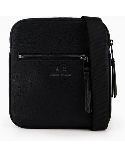 Armani Exchange Matte Flat Crossbody Bag - Black