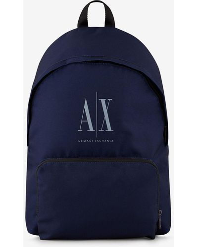 Armani Exchange Sac à dos en nylon avec logo contrastant - Bleu