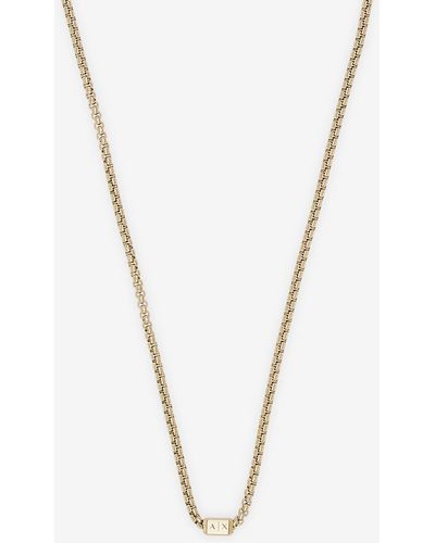 Armani Exchange Gold Tone Stainless Steel Chain Necklace - Metallic