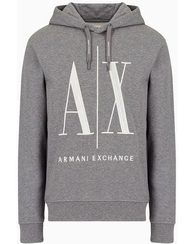 Armani Exchange Icon Logo Hooded Sweatshirt - Grey