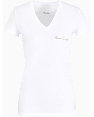 Armani Exchange T-shirt Slim Fit Armani Sustainability Values - Bianco