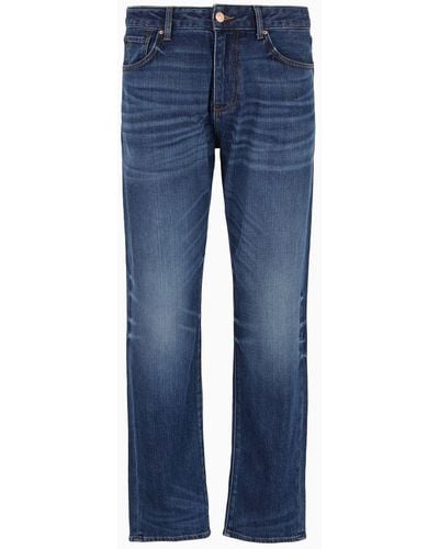 Armani Exchange J16 Boyfriend Fit Cropped Jeans In Indigo Denim - Blue