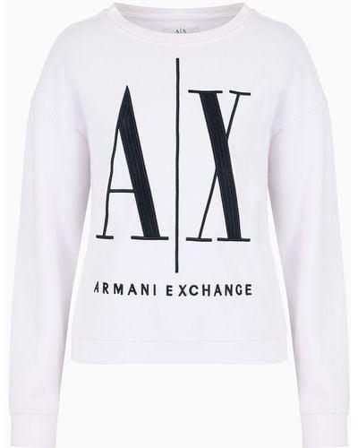 Armani Exchange Icon Logo Crew Neck Sweatshirt - White