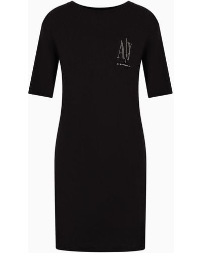 Armani Exchange Robe t-shirt en jersey de coton - Noir