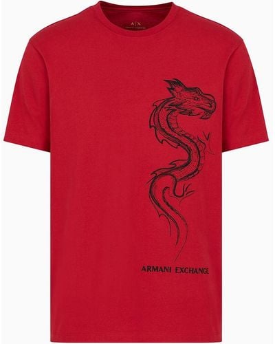 Armani Exchange T-shirt In Jersey - Rosso