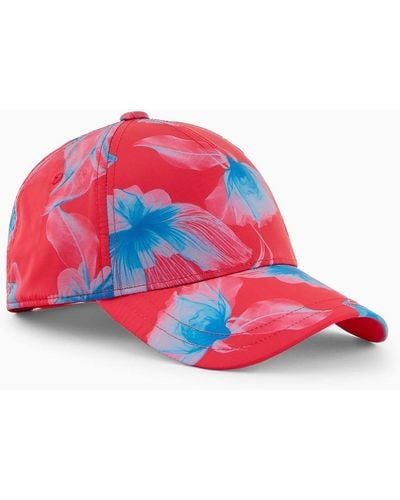 Armani Exchange Hat With Visor In Asv Recycled Fabric - Red