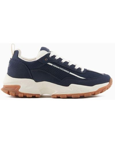 Armani Exchange Chunky Sneakers With Oversized Sole - Blue