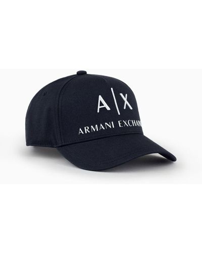 Armani Exchange Cappello in cotone con visiera - Blu