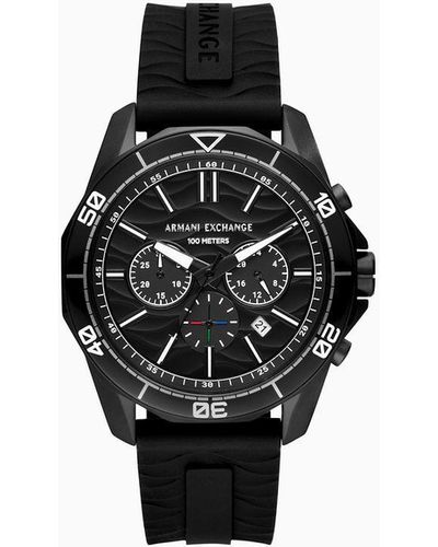 Armani Exchange Chronograph Black Silicone Watch