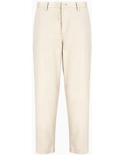 Armani Exchange Chino Pants In Cotton Gabardine - Natural