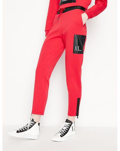 Armani Exchange Sports Pants With Contrasting Details - Red