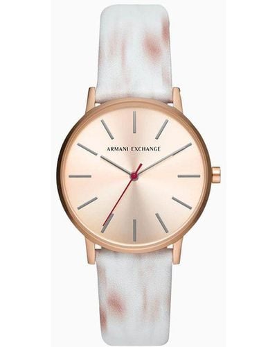 Armani Exchange Leather Strap Watches - White