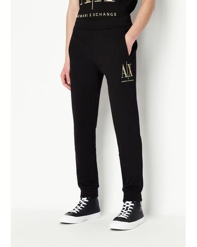 Armani Exchange Mixed Media Flat Front Cotton joggers in Natural for Men |  Lyst