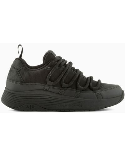 Armani Exchange Mesh Sneakers With High Sole - Black