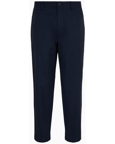 Armani Exchange Chino Pants In Cotton Gabardine - Blue