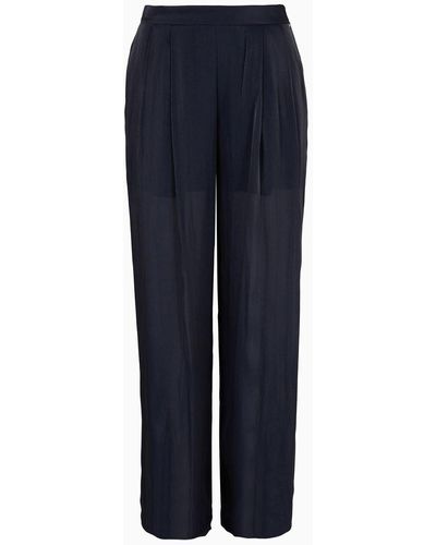 Armani Exchange Straight Leg Pants In Shiny Creponne - Blue