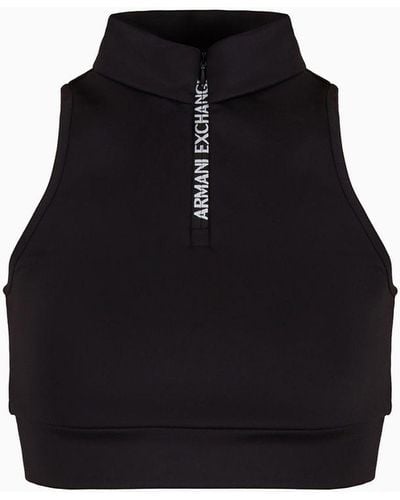 Armani Exchange Top In Jersey Stretch Con Zip - Nero