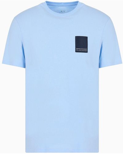 Armani Exchange T-shirt Regular Fit Asv In Cotone Organico - Blu