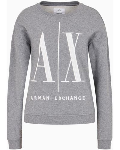 Armani Exchange Icon Logo Crew Neck Sweatshirt - Grey