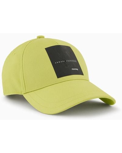 Armani Exchange Hat With Visor In Asv Recycled Fabric - Yellow