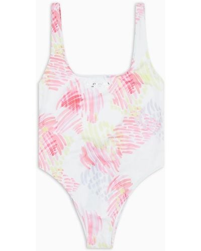 Armani Exchange One-piece Swimsuit In Asv Recycled Fabric - Pink