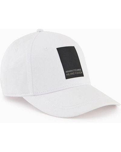 Armani Exchange Hat With Visor And Asv Cotton Patch - White