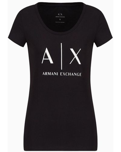 Armani Exchange T-shirt coupe slim en jersey de coton pima - Noir