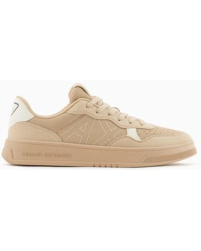 Armani Exchange Suede Effect Sneakers With Contrasting Detail - White