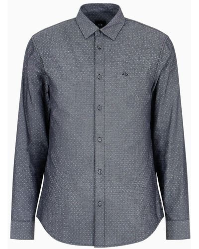 Armani Exchange Regular Fit Shirt In Pure Cotton - Gray